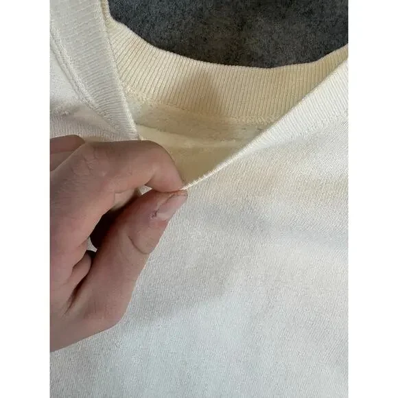 VINTAGE 60s Mens Sweatshirt White Raglan Short Sleeve College Athletic Small